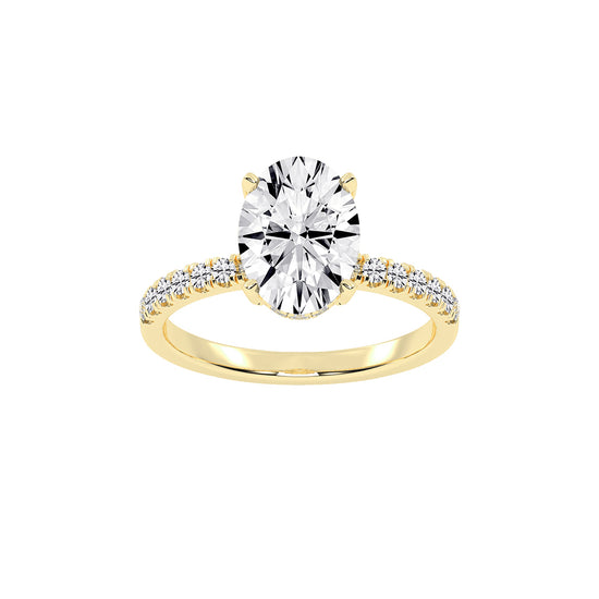 Sideluxe  oval cut side stone lab diamond ring