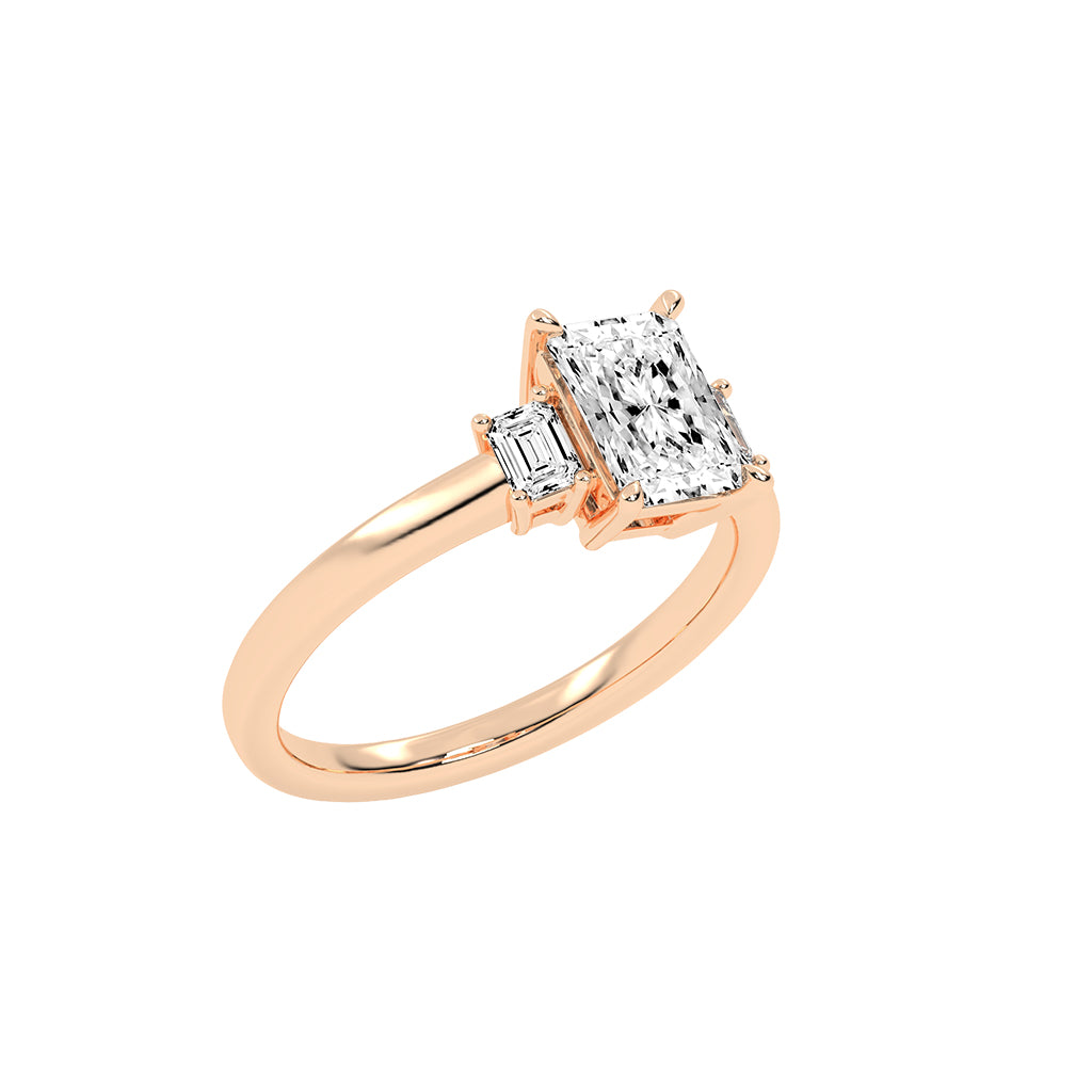 Trionella  Petite claw radiant cut lab diamond ring