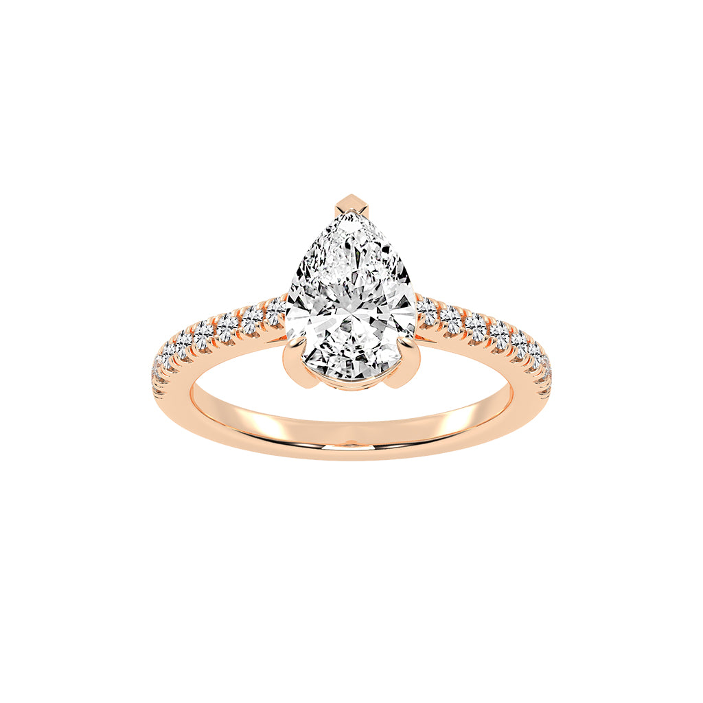 Glissea  Pear cut side stone lab diamond ring