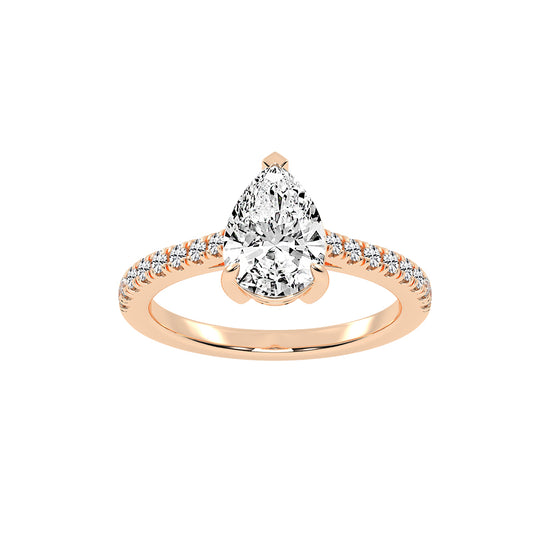 Glissea  Pear cut side stone lab diamond ring