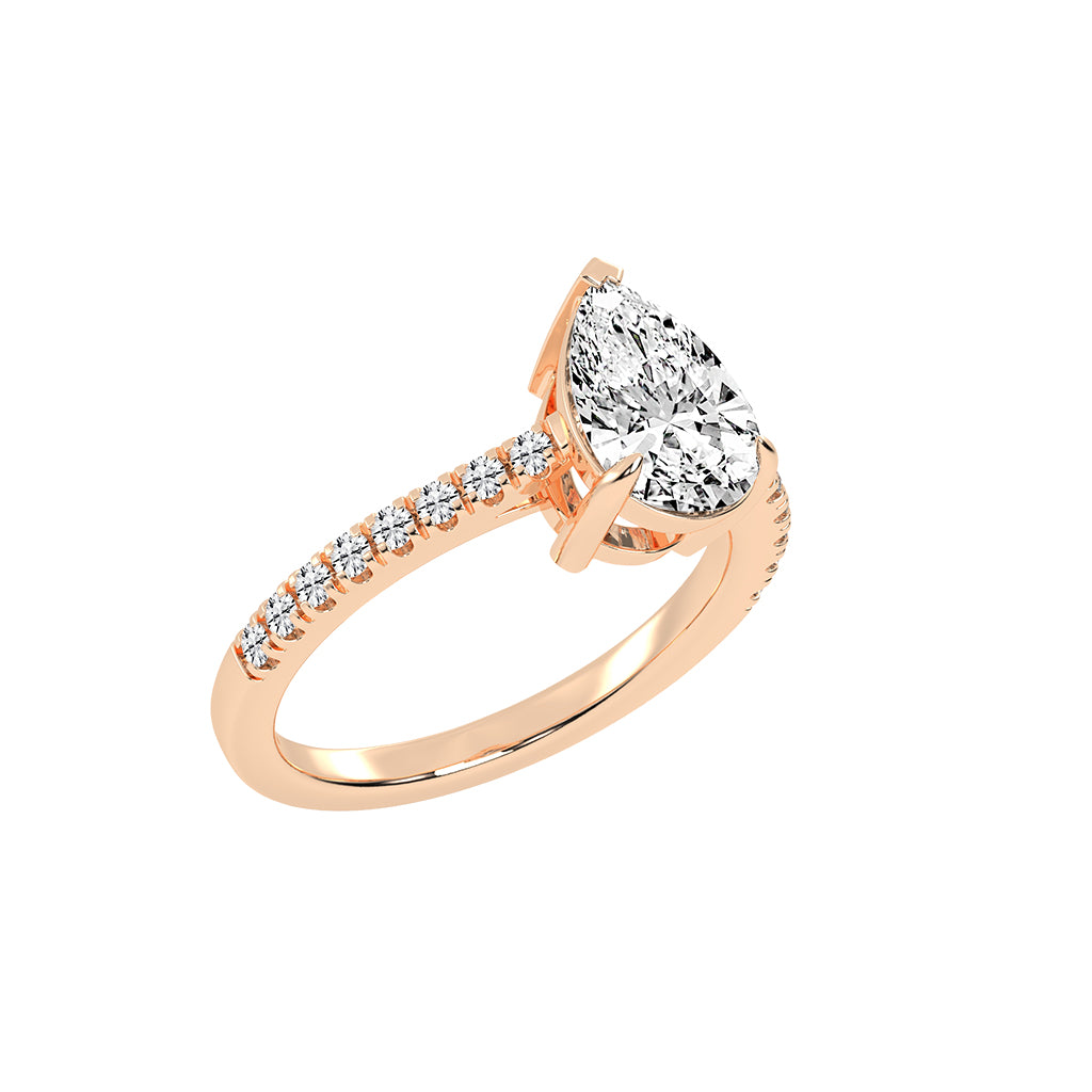 Glissea  Pear cut side stone lab diamond ring