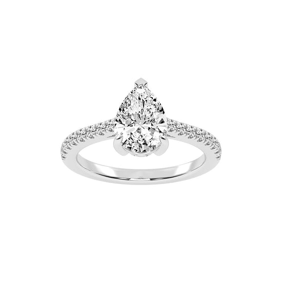 Glissea  Pear cut side stone lab diamond ring