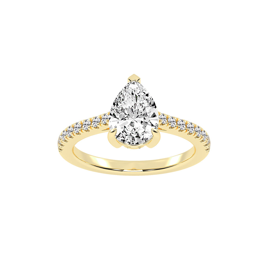 Glissea  Pear cut side stone lab diamond ring