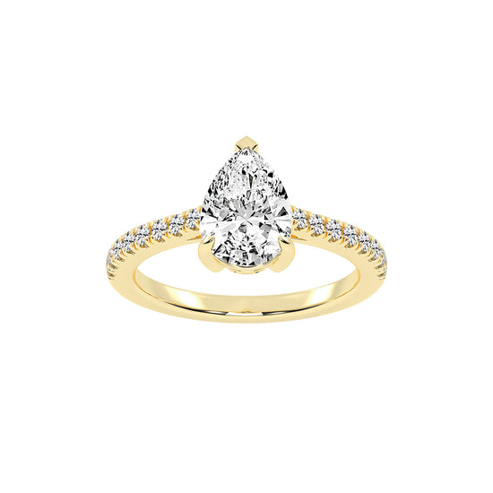 Glissea  Pear cut side stone lab diamond ring