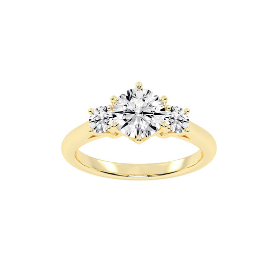 Trivellea classic round cut three stone lab diamond ring