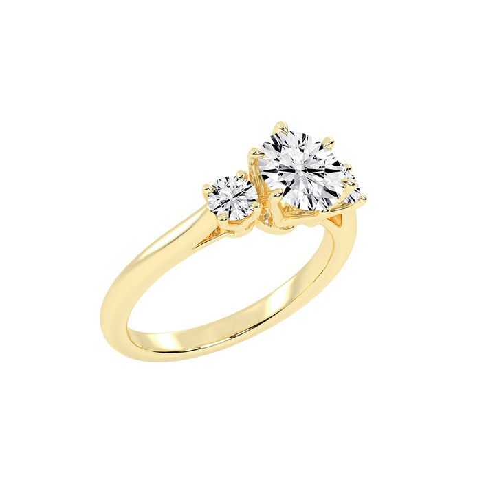 Trivellea classic round cut three stone lab diamond ring