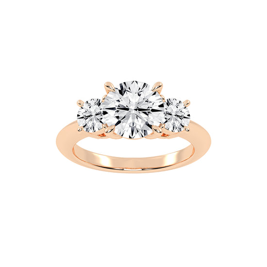 Triamore classic round cut three stone lab diamond ring
