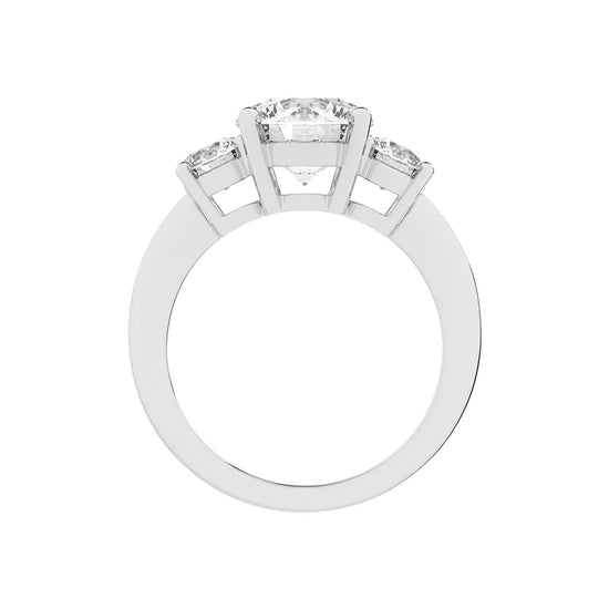 Triamore classic round cut three stone lab diamond ring