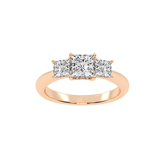 Triolette  four prong princess cut three stone lab diamond ring