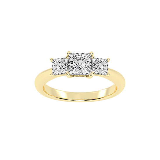 Triolette  four prong princess cut three stone lab diamond ring