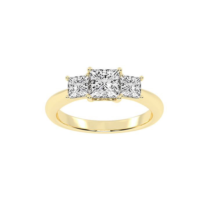 Triolette  four prong princess cut three stone lab diamond ring