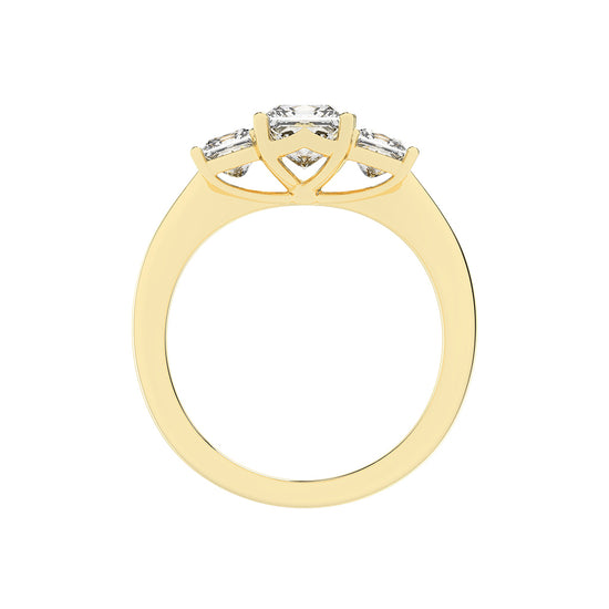 Triolette  four prong princess cut three stone lab diamond ring