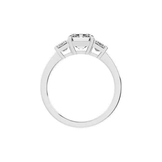 Triemara emerald cut three stone lab diamond ring
