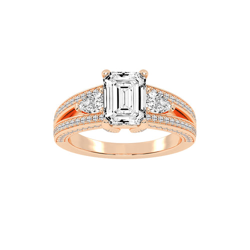 Amorian Split shank emerald cut classic lab diamond ring