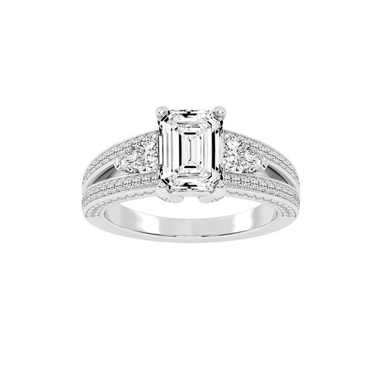 Amorian Split shank emerald cut classic lab diamond ring