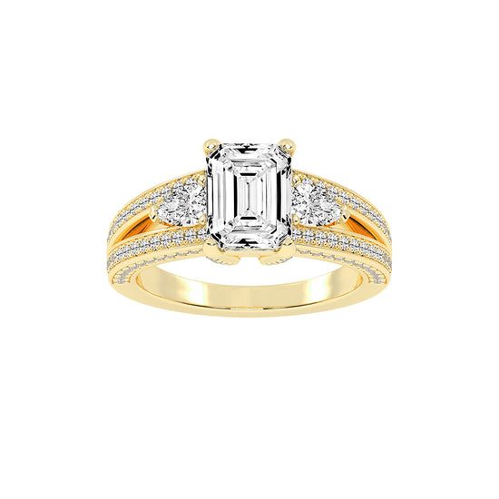 Amorian Split shank emerald cut classic lab diamond ring