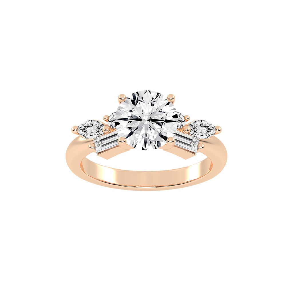 Aurealis round cut side stone lab diamond ring