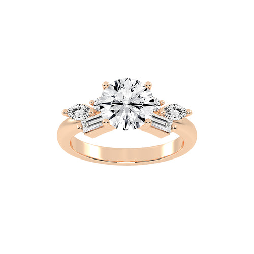 Aurealis round cut side stone lab diamond ring
