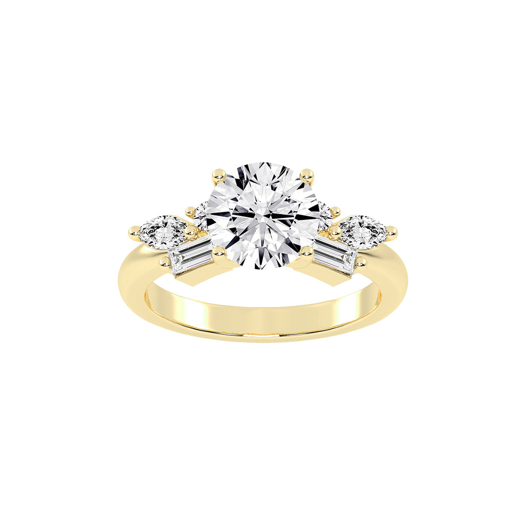Aurealis round cut side stone lab diamond ring