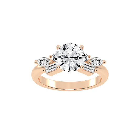 Aurealis round cut side stone lab diamond ring