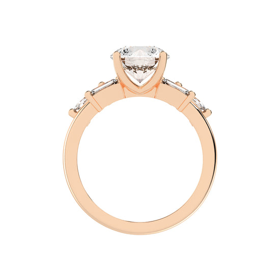 Aurealis round cut side stone lab diamond ring