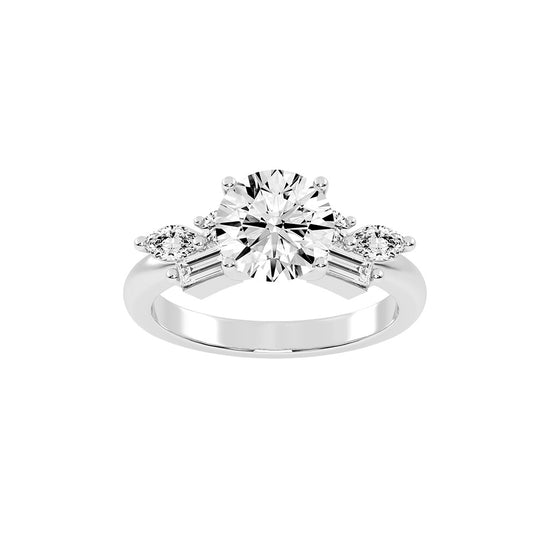 Aurealis round cut side stone lab diamond ring