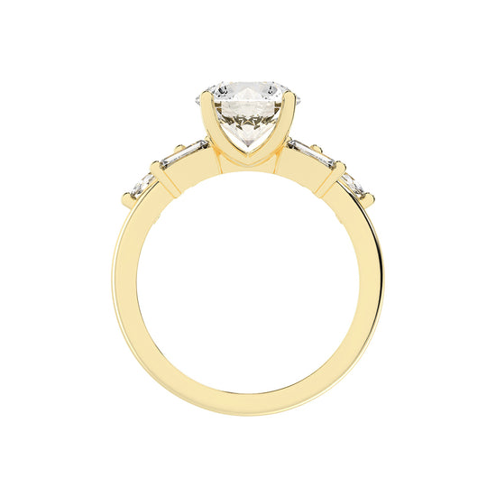 Aurealis round cut side stone lab diamond ring