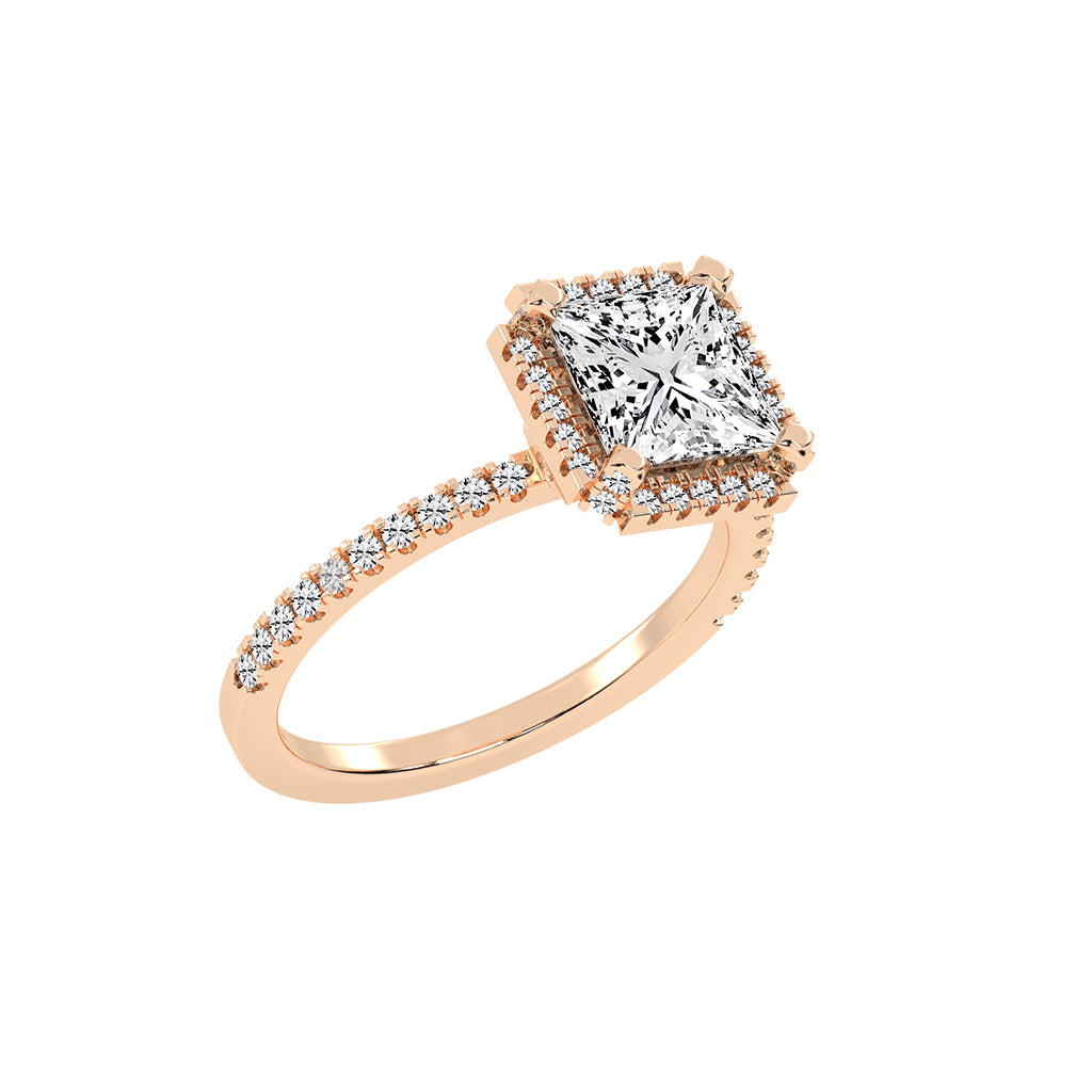 Haloeneva princess cut halo lab diamond ring