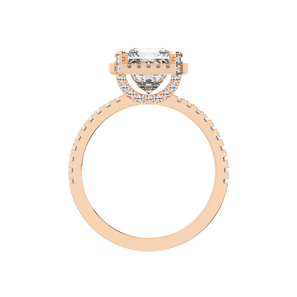 Haloeneva princess cut halo lab diamond ring
