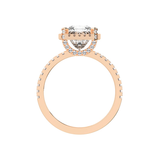 Haloeneva princess cut halo lab diamond ring