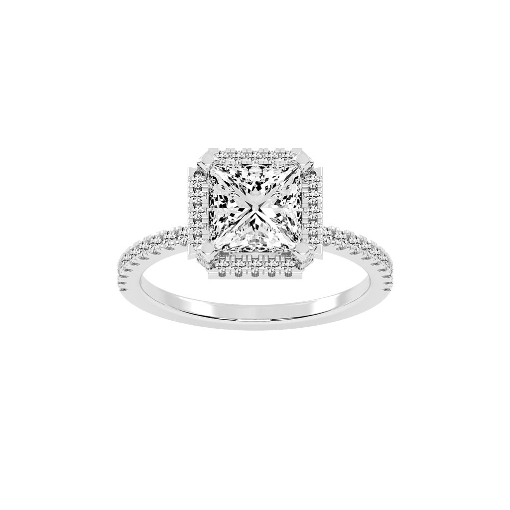 Haloeneva princess cut halo lab diamond ring