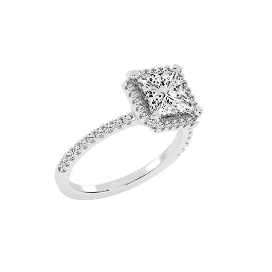 Haloeneva princess cut halo lab diamond ring
