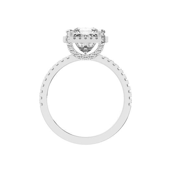 Haloeneva princess cut halo lab diamond ring