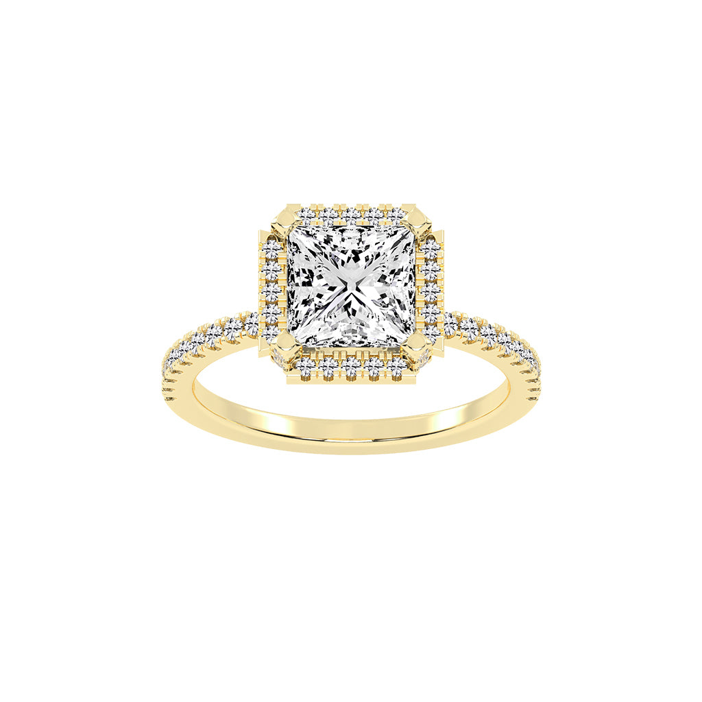 Haloeneva princess cut halo lab diamond ring
