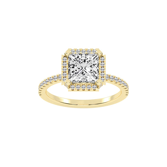 Haloeneva princess cut halo lab diamond ring