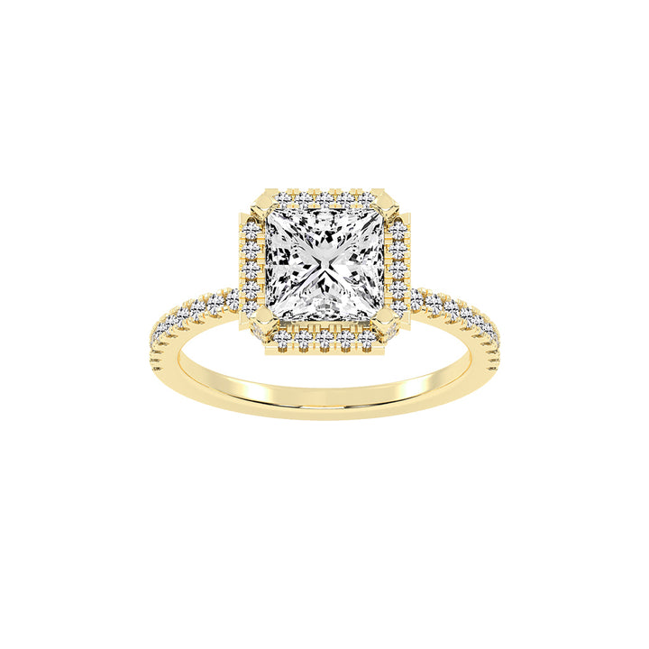 Haloeneva princess cut halo lab diamond ring