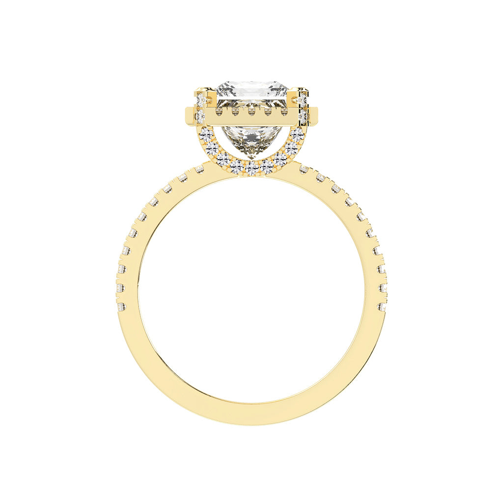 Haloeneva princess cut halo lab diamond ring