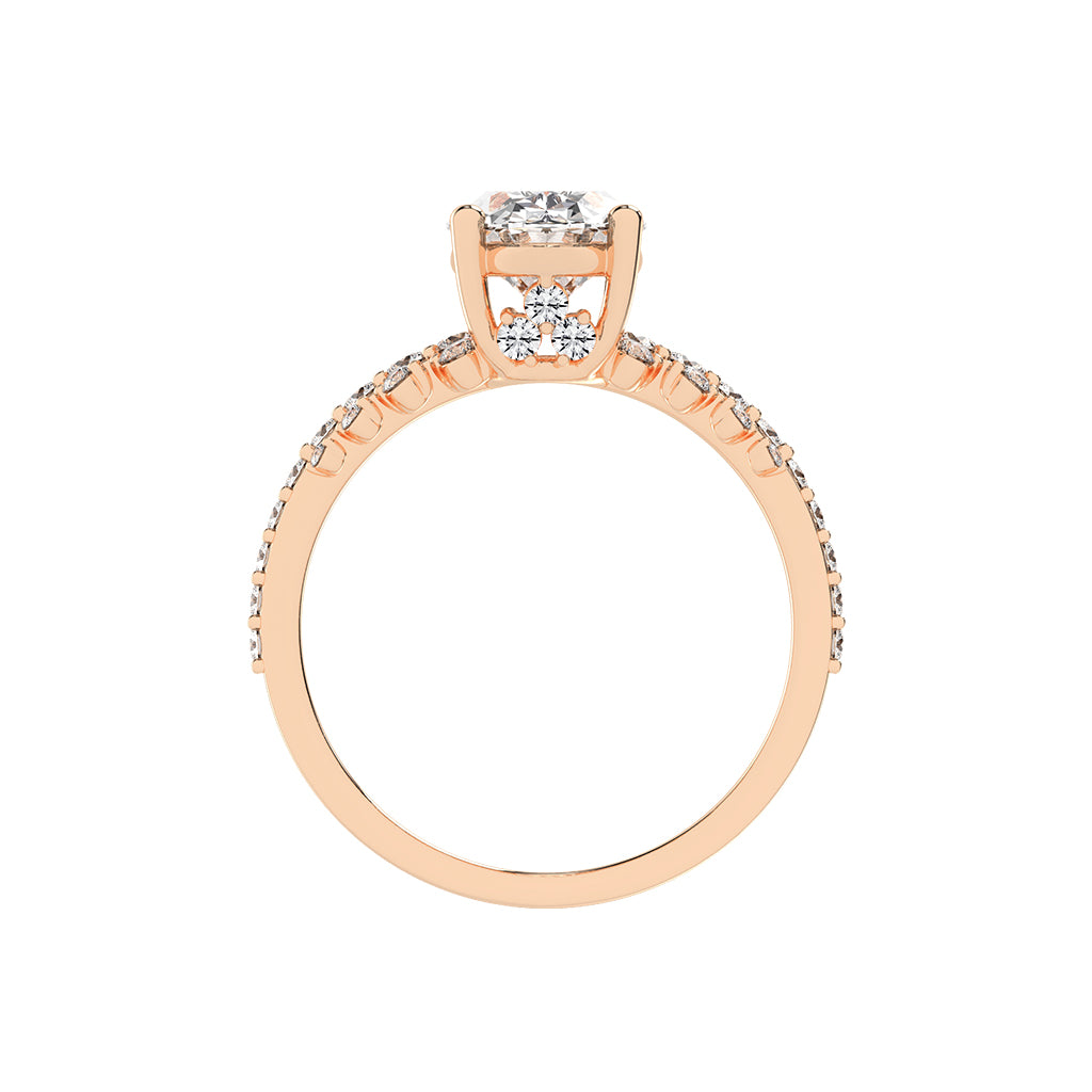 Lustrella oval cut side stone lab diamond ring