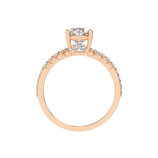 Lustrella oval cut side stone lab diamond ring