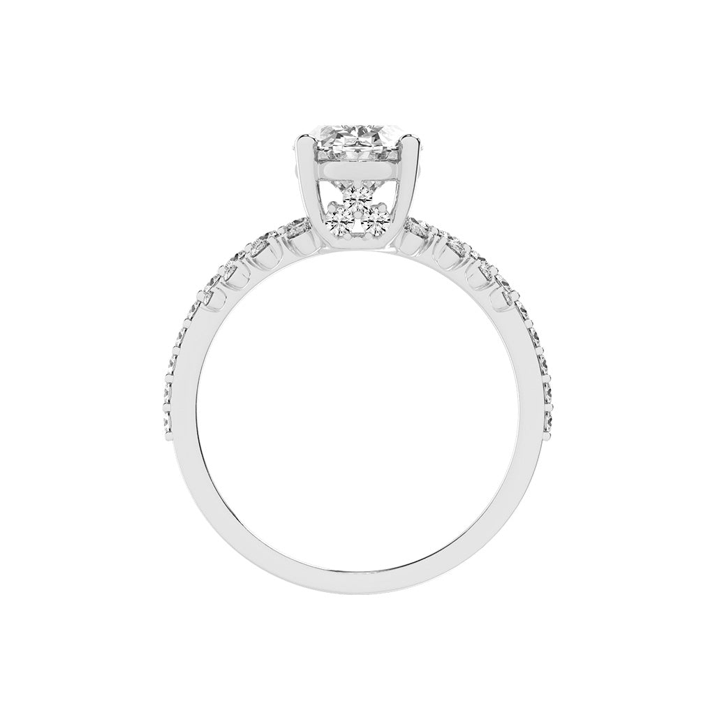 Lustrella oval cut side stone lab diamond ring