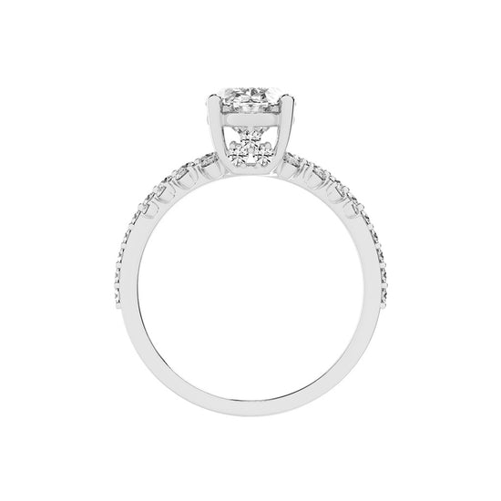 Lustrella oval cut side stone lab diamond ring