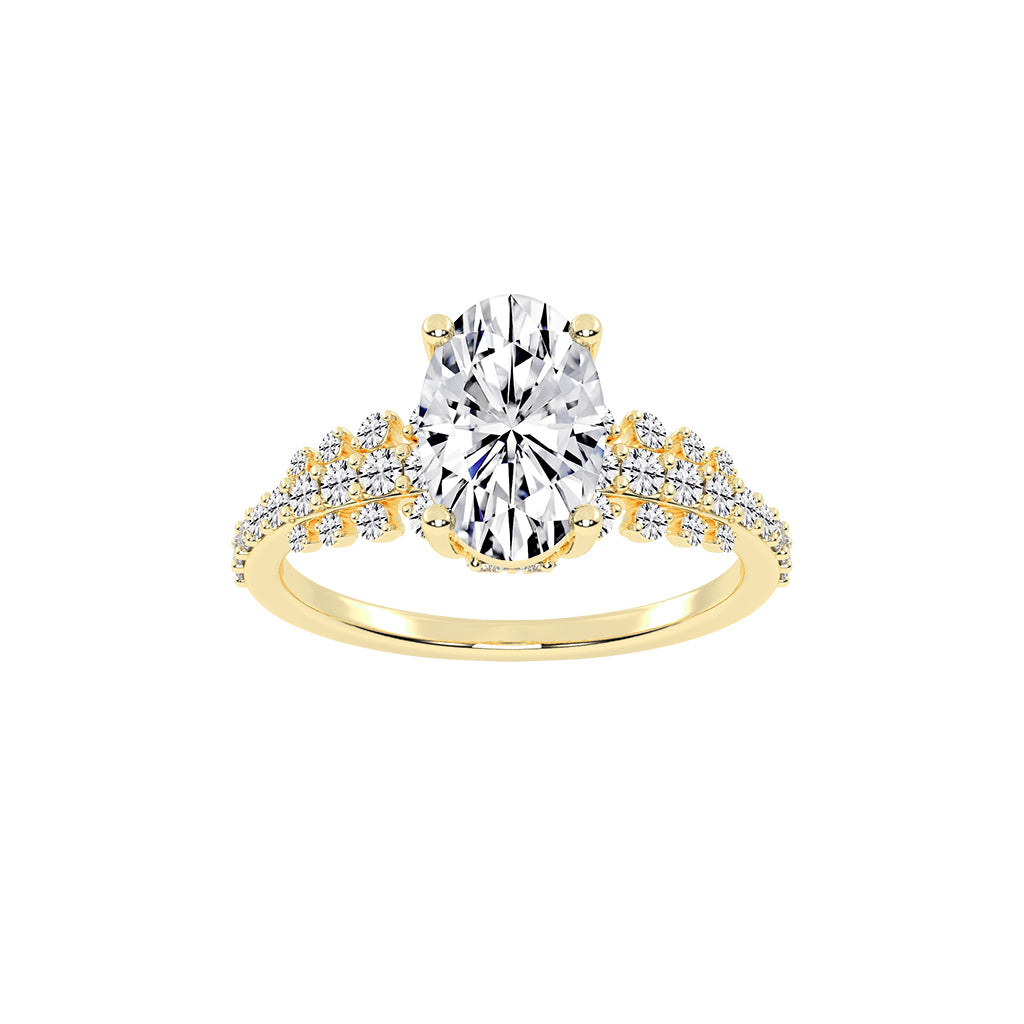 Lustrella oval cut side stone lab diamond ring