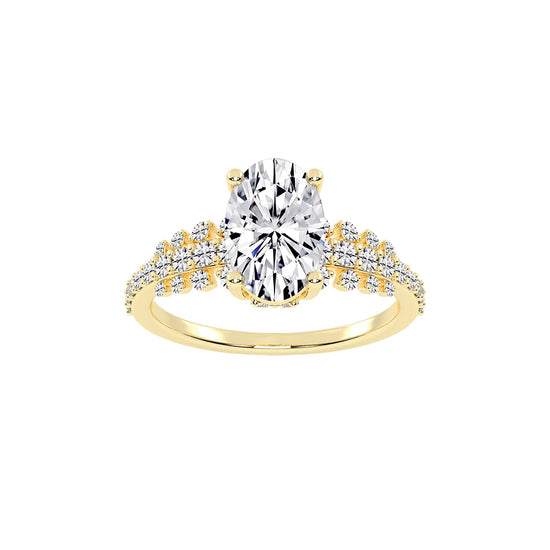 Lustrella oval cut side stone lab diamond ring