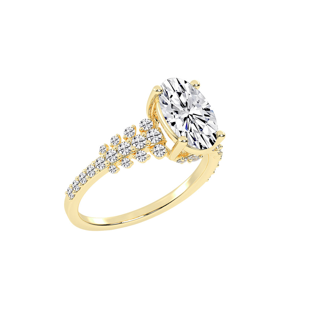Lustrella oval cut side stone lab diamond ring