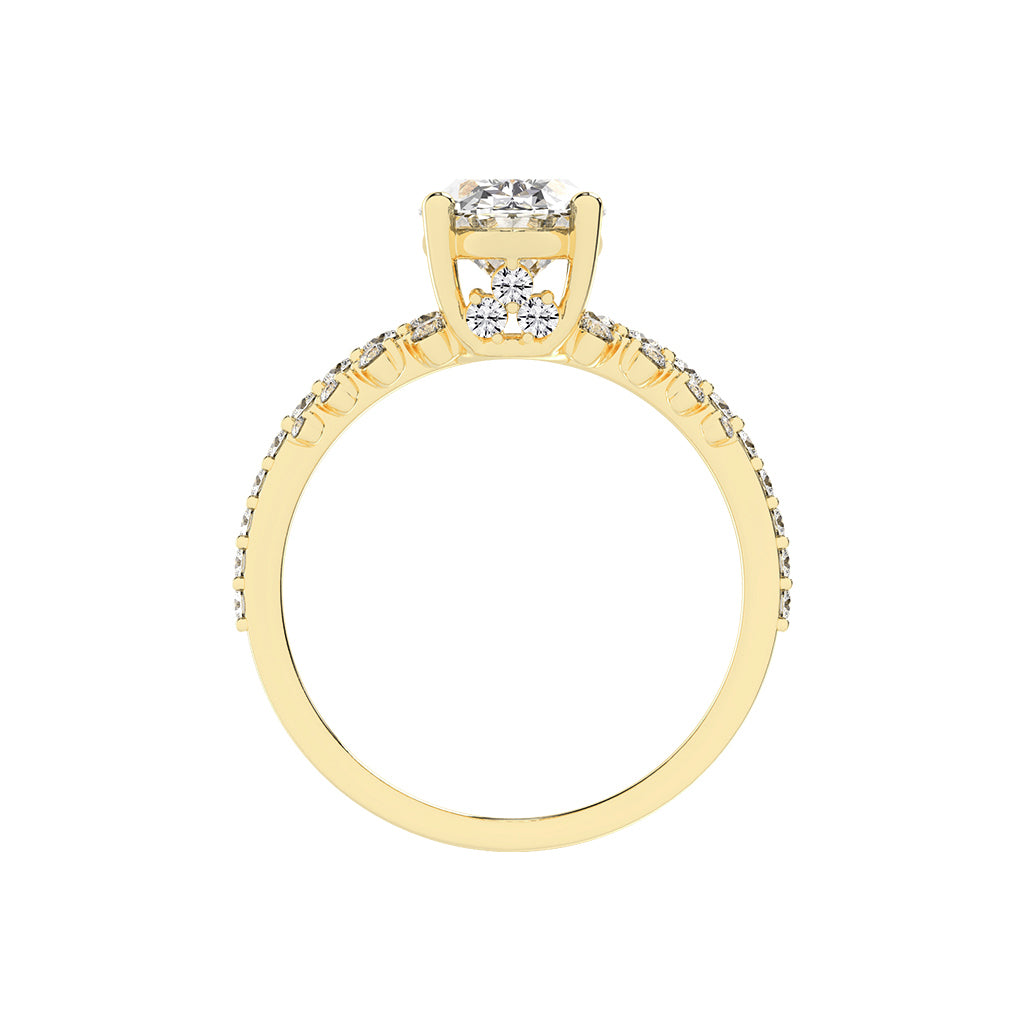 Lustrella oval cut side stone lab diamond ring