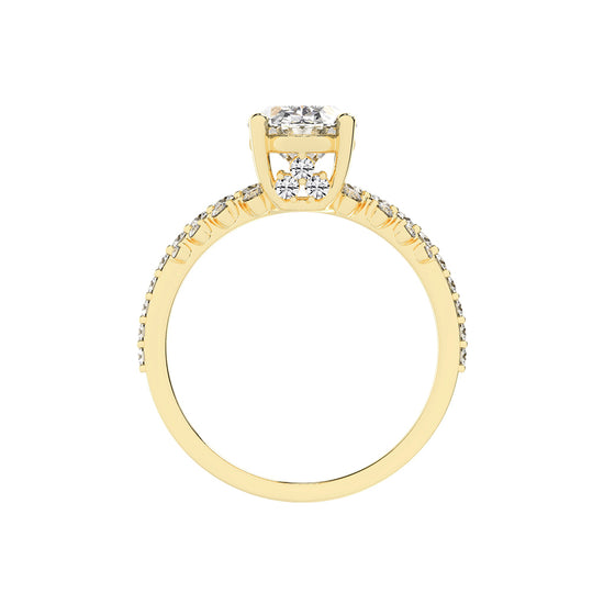 Lustrella oval cut side stone lab diamond ring