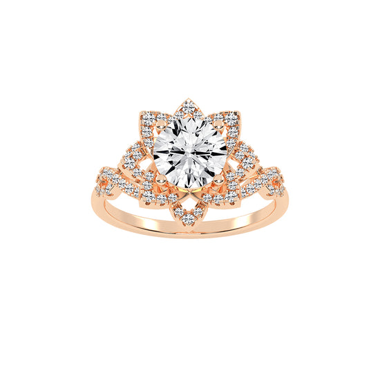 Diamicca Flower style round cut classic lab diamond ring