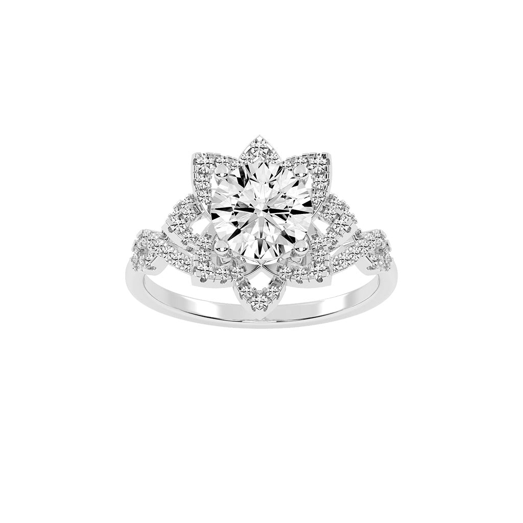 Diamicca Flower style round cut classic lab diamond ring