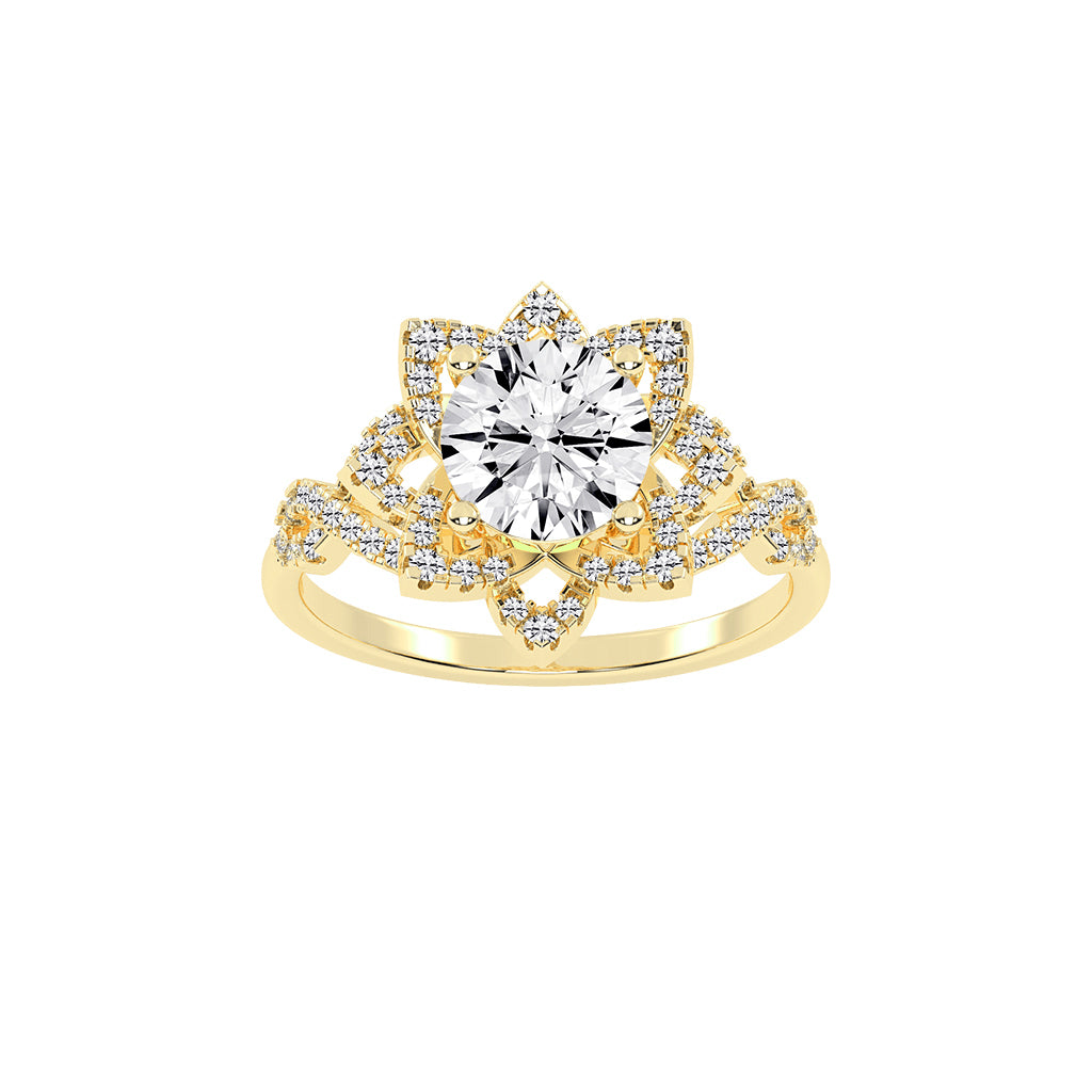 Diamicca Flower style round cut classic lab diamond ring