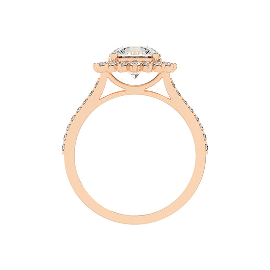 Haliosa flower style round cut halo lab diamond ring